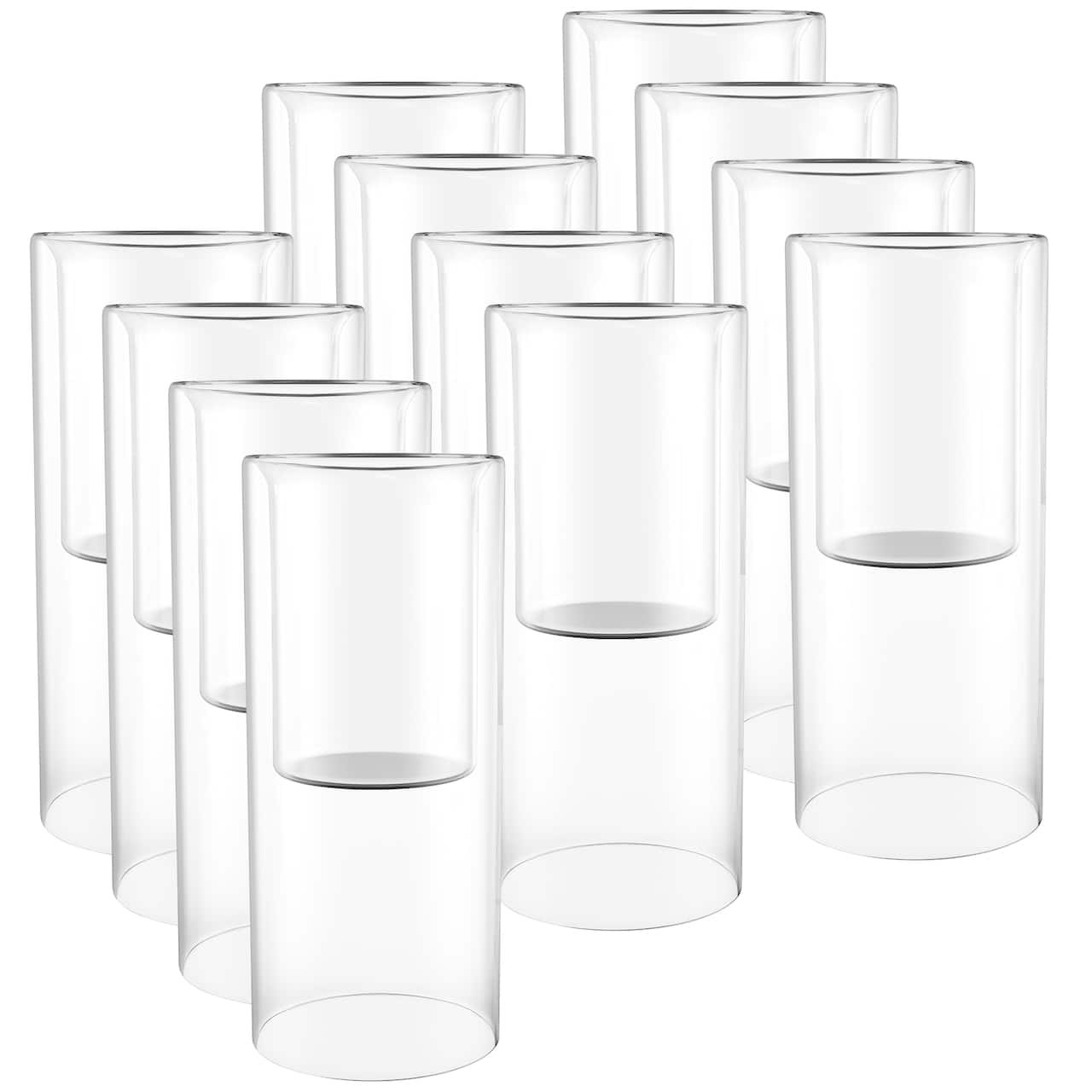 12 Pack: 8" Clear Glass Cylinder Candle Holder by Ashland®